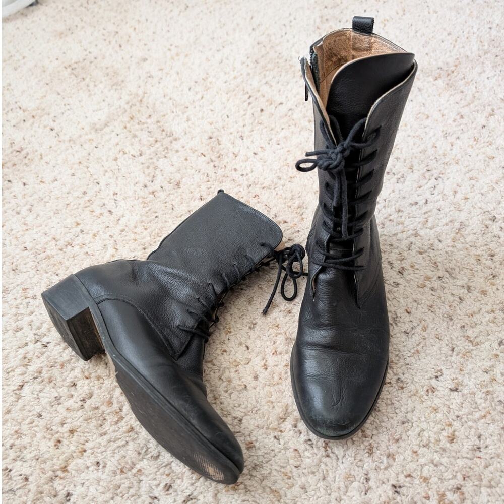 corso como black leather lace up boots
